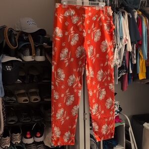 Krazy Larry Floral Orange Pants